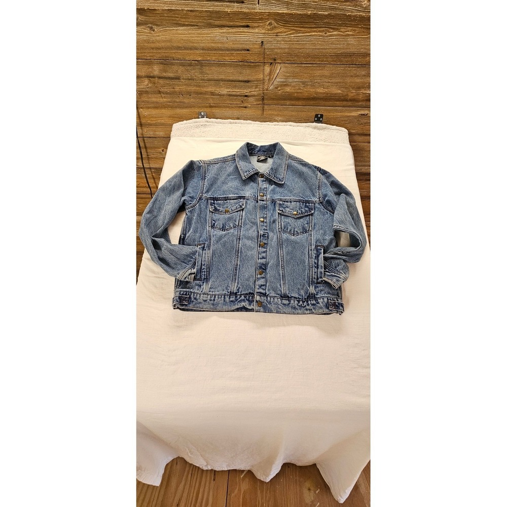 Sports Gallery Mens Denim‎ Trucker Jacket Large Southern Discomfort Skull Patch